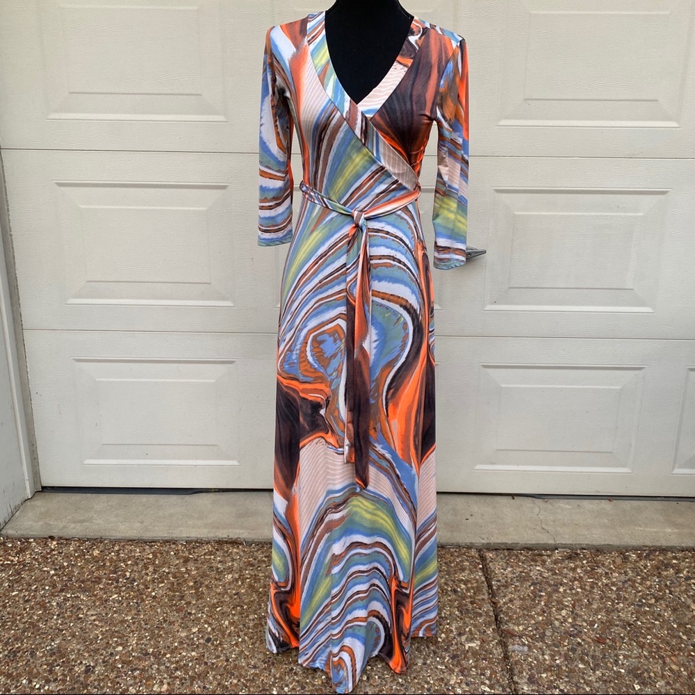 Got Style USA Color Block Tie Dye Maxi Dress